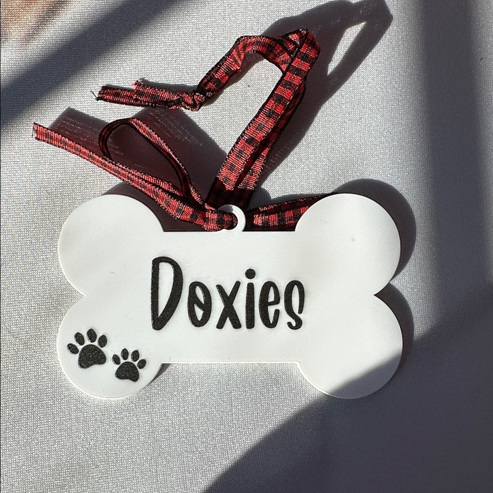 NEW Doxies White Dog Bone Ornament